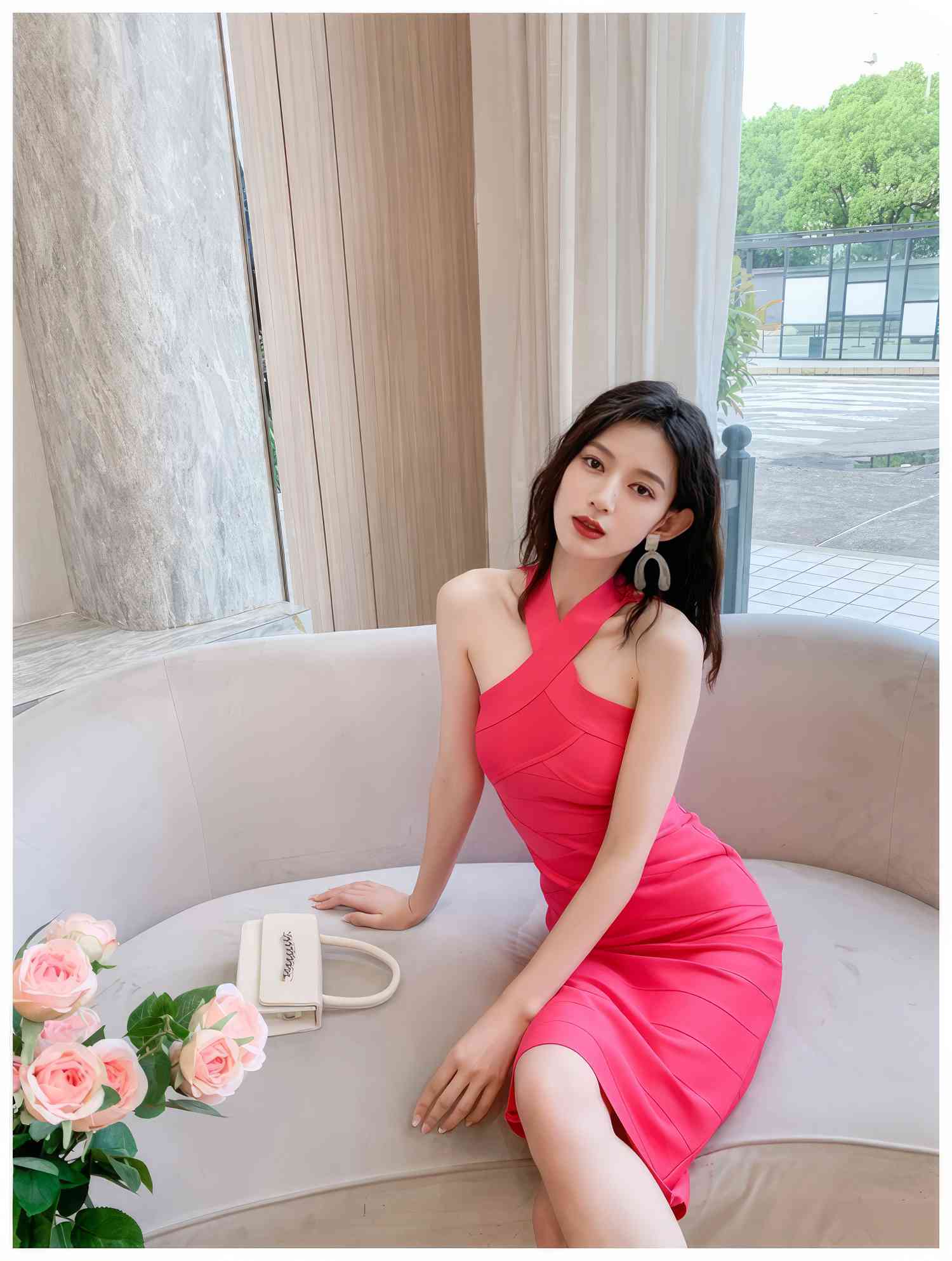 Halter Neck Bandage Midi Dress