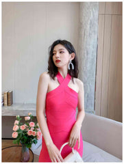 Halter Neck Bandage Midi Dress