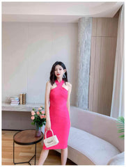 Halter Neck Bandage Midi Dress