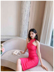 Halter Neck Bandage Midi Dress