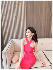 Halter Neck Bandage Midi Dress