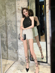 Halter Neck Beaded Sequinned Top