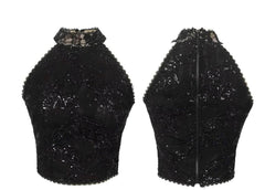 Halter Neck Beaded Sequinned Top