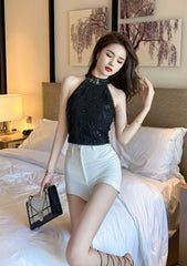 Halter Neck Beaded Sequinned Top