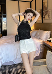 Halter Neck Beaded Sequinned Top