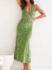 Halter Neck Cutout Midi Dress