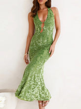 Halter Neck Cutout Midi Dress Matcha Green / S