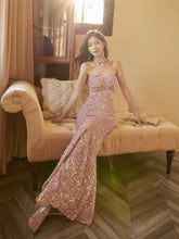Halter Neck Cutout Sequin Mermaid Dress