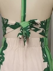 Halter Neck Leaf Print Maxi Dress