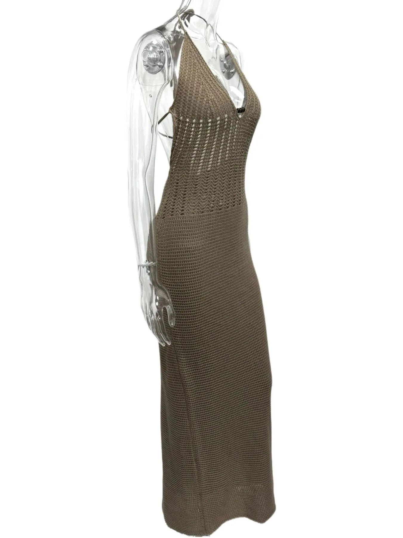 Halter Neck Maxi Bodycon Sweater Dress