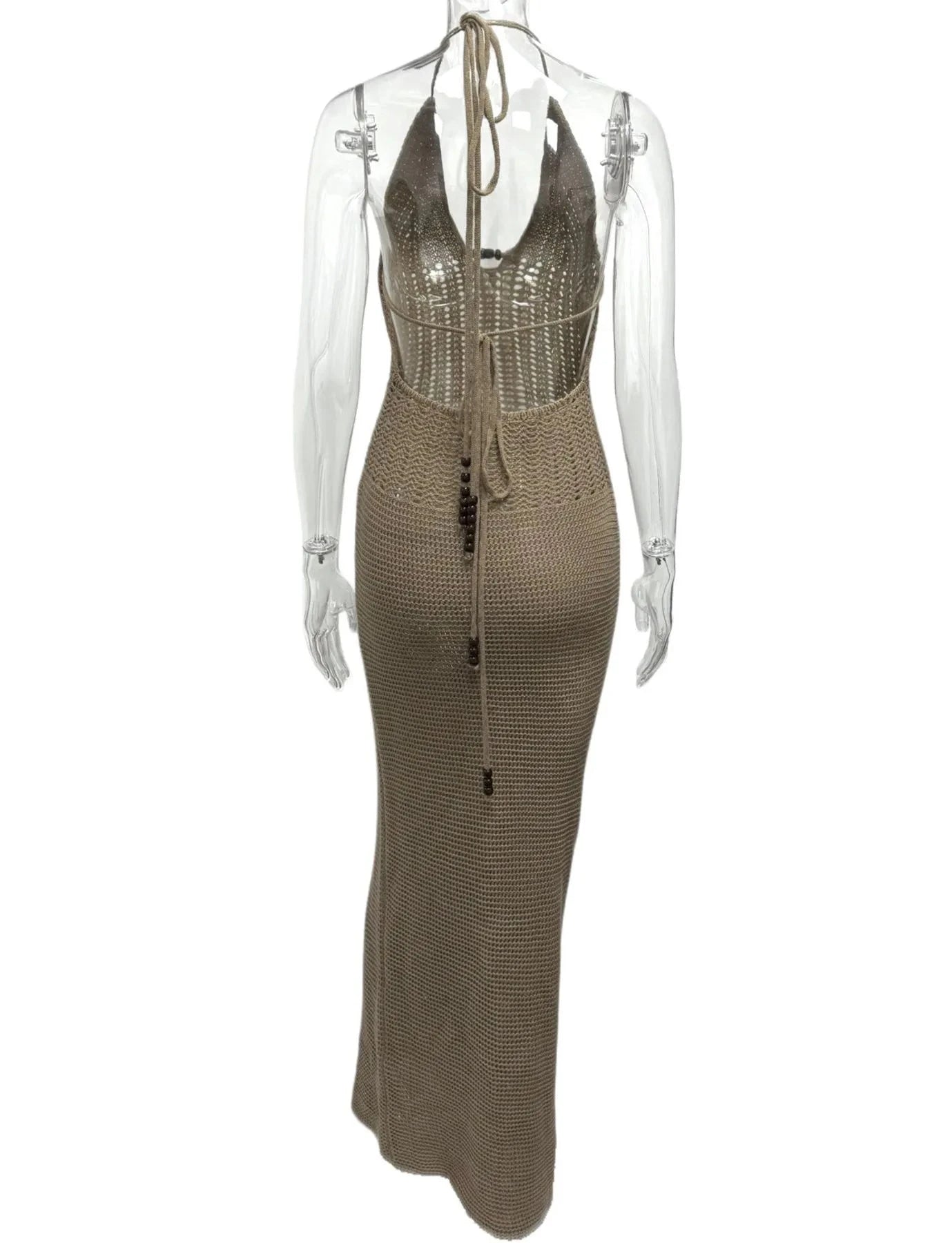 Halter Neck Maxi Bodycon Sweater Dress