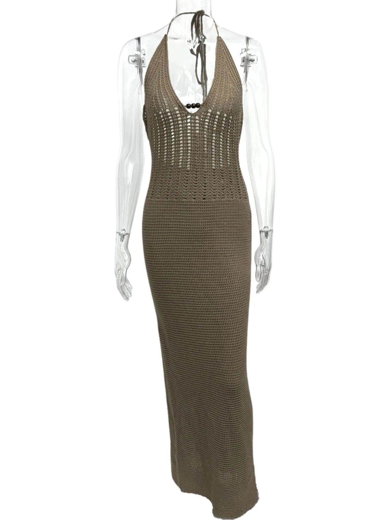 Halter Neck Maxi Bodycon Sweater Dress