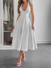 Halter Neck Midi Dress with Pockets