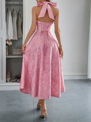 Halter Neck Midi Dress with Pockets