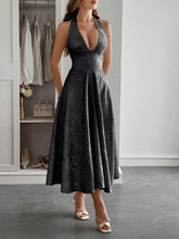 Halter Neck Midi Dress with Pockets Black / S