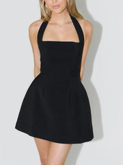Halter Neck Mini Dress Black / S