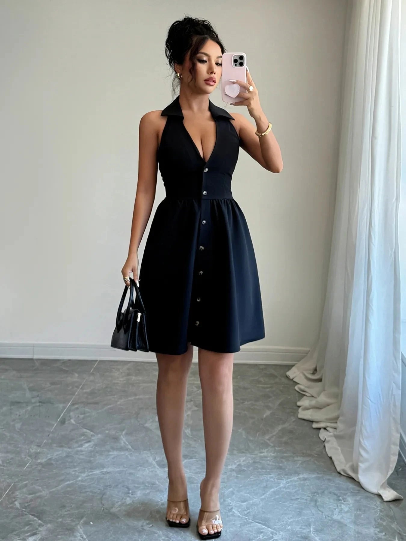 Halter Neck Sleeveless Mini Dress