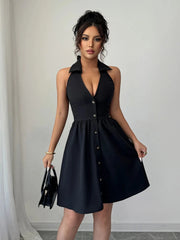 Halter Neck Sleeveless Mini Dress