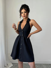 Halter Neck Sleeveless Mini Dress
