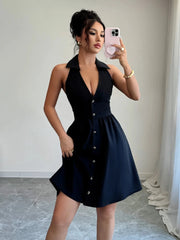 Halter Neck Sleeveless Mini Dress