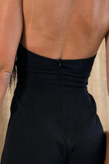 Halter Neck Wide Leg Jumpsuit with Keyhole Detail