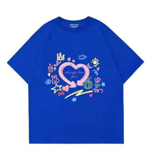 Hand-Drawn Design Loose Fit Graphic Tee US 4 / MediumBlue