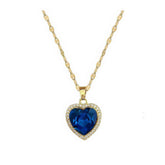 Heart Big Blue Zircon Pendant Necklace - Fashion Clavicle Chain Jewelry for Women and Girls, perfect Birthday Gift N2445