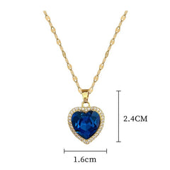 Heart Big Blue Zircon Pendant Necklace: Fashion Clavicle Chain Jewelry N2445