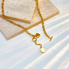 Heart Black Stone Pendant Necklace N1931