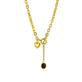 Heart Black Stone Pendant Necklace N1931