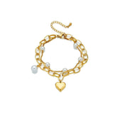 Heart Pearl Charm Bracelet B588