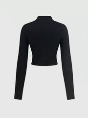 Heart Safety Pin Long Sleeve Crop T-Shirt