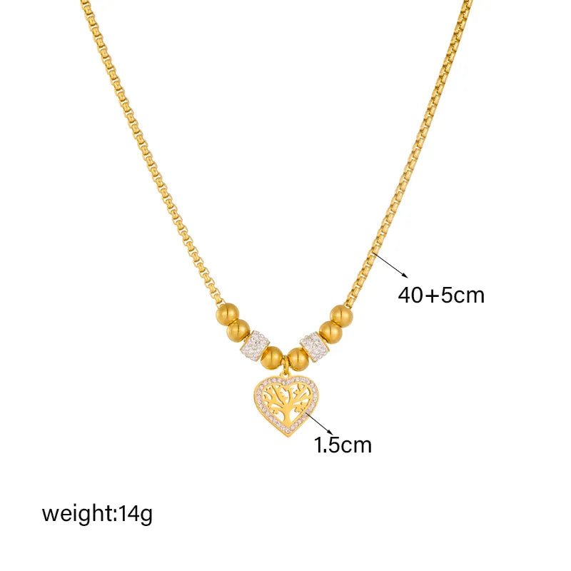 Heart-Shaped Tree Pendant Necklace: Fashion Beads Choker for Women N2273