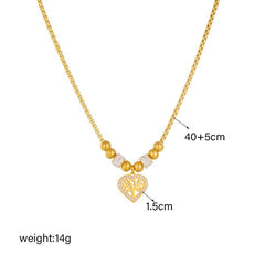 Heart-Shaped Tree Pendant Necklace: Fashion Beads Choker for Women N2273