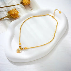 Heart-Shaped Tree Pendant Necklace: Fashion Beads Choker for Women N2273