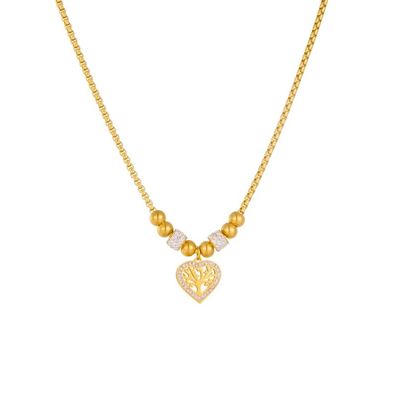 Heart-Shaped Tree Pendant Necklace: Fashion Beads Choker for Women N2273
