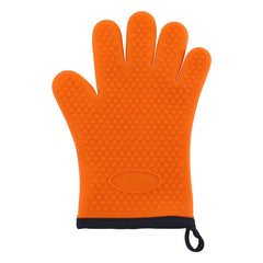 Heat-resistant silicone grilling gloves with lanyard: non-slip for BBQ 1Pcs Orange