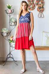 Heimish Full Size US Flag Theme Contrast Tank Dress Red Multi / S