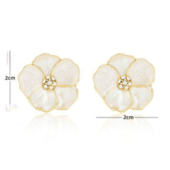 Hibiscus Shaped Rhinestone Decor Statement Earrings