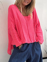High-Low Drop Shoulder Sweater Strawberry / S