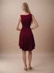 High-Low Round Neck Sleeveless Mini Dress