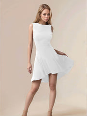 High-Low Round Neck Sleeveless Mini Dress
