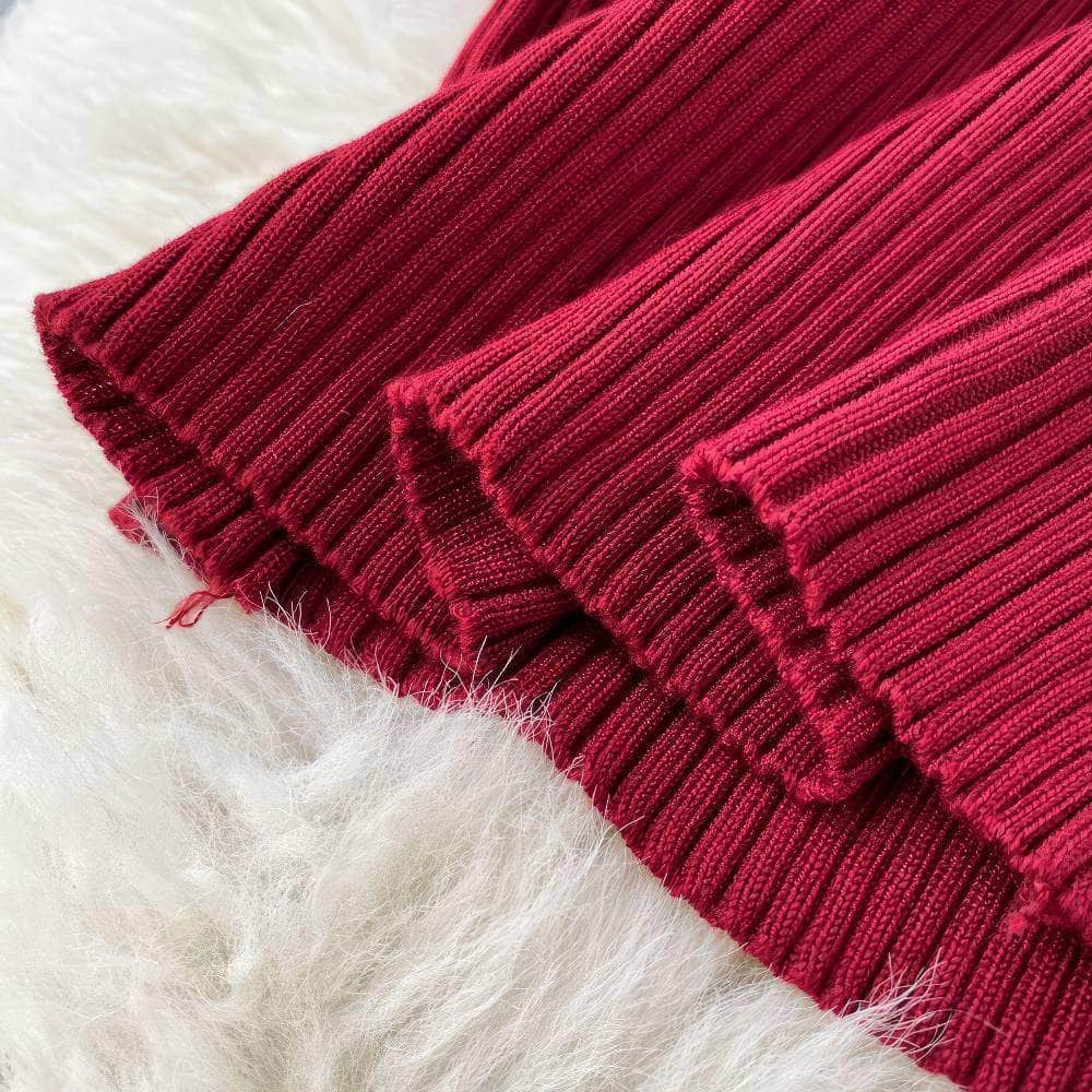 High Neck Knitted Sweater Slim Fit Dress