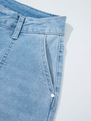 High Rise Barrel Relaxed Patch Pocket Jeans