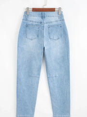 High Rise Barrel Relaxed Patch Pocket Jeans