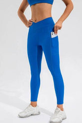 High Waist Active Leggings with Pockets Royal Blue / S