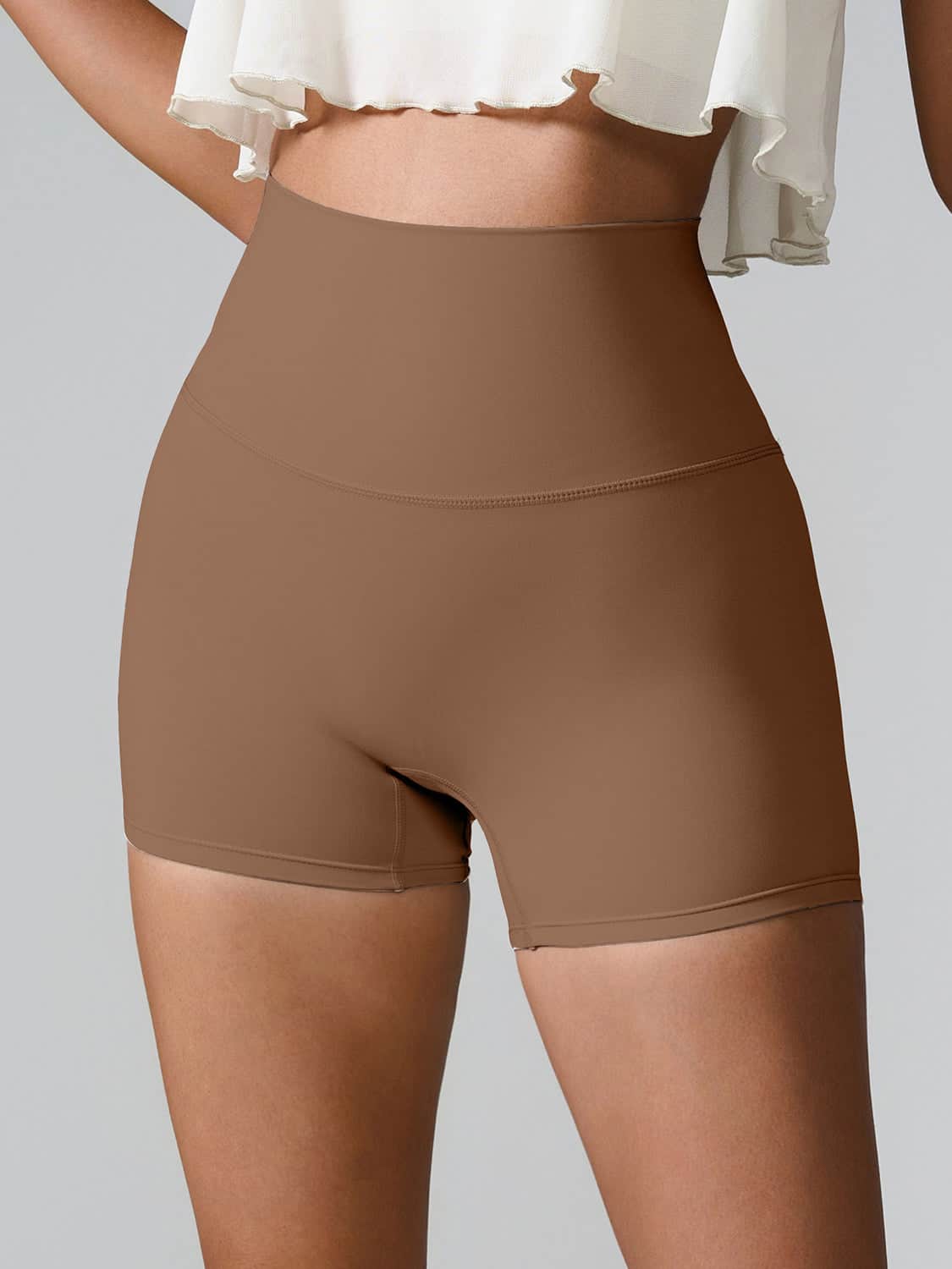 High Waist Active Shorts Chestnut / S