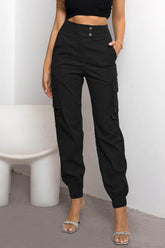 High Waist Cargo Pants Black / XS