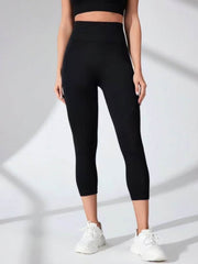 High Waist Cropped Active Leggings Black / M
