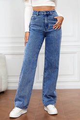 High Waist Straight Jeans Dusty Blue / S